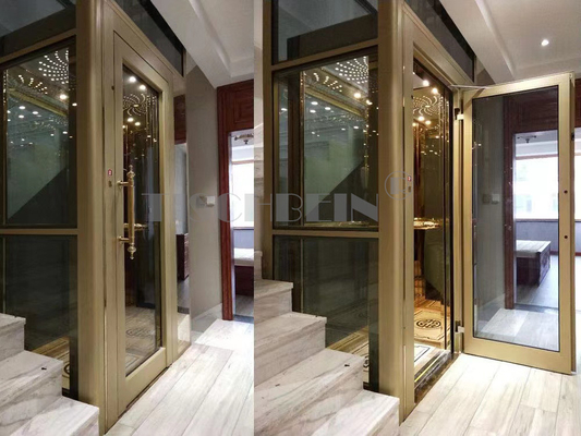 5 Stops Private Office VVVF Drive Modern Home Elevator 300kg-500kg Germany Technique Auto Center Glass Door Opening