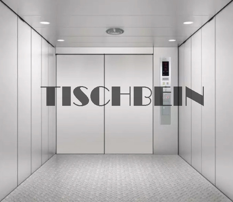 Traction VVVF Painted Steel Cargo Elevator Freight Elevator With Checkered Plate Floor Door Holding Button For Warehouse