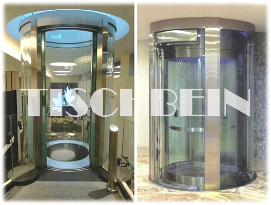 630kg 800kg 1000kg 360 Degree Full Round Sightseeing Lift Panoramic Elevator With 2.0m/S Speed Traction Drive