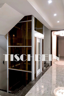 5 Persons 5 Floors Stainless Steel Structure Shaft Home Elevator Indoors Glass Walls VVVF Drive Stable Moving Low Noise