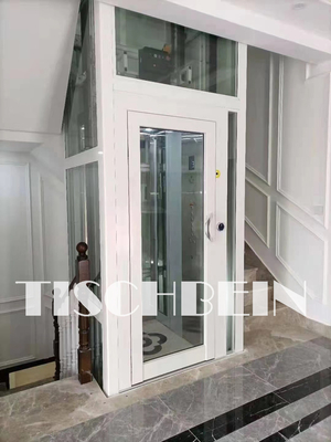Golden Color Steel Structure Shaft Residential Building Home Elevators 300kg 320kg 400kg 3-5 Stops 0.5m/s Low Noise