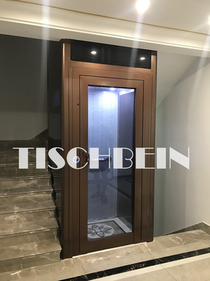 VVVF Drive EN115 Marble Floor Low Pit Home Lift Elevator 1.0m/s 0.5m/s 300kg -450kg Steel Structure Hoistway Glass Cabin